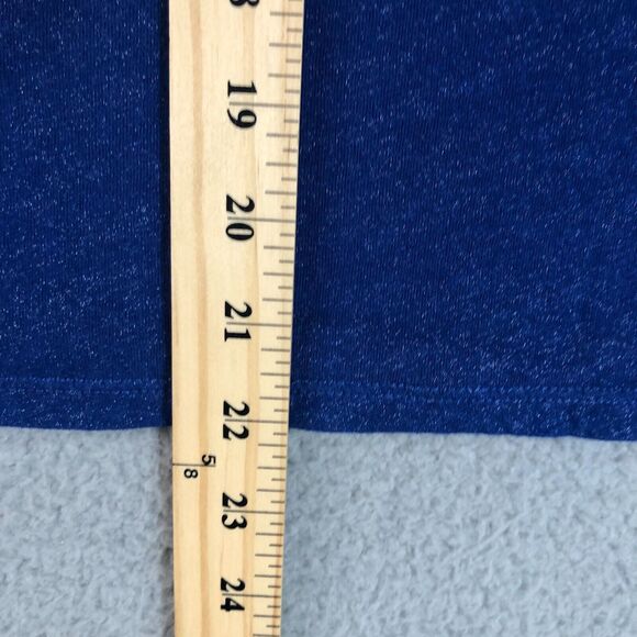 Michael Kors Blouse Womens M Blue Flake Shirt Ruffle Sleeve Preppy Round‎ Neck - Picture 7 of 7